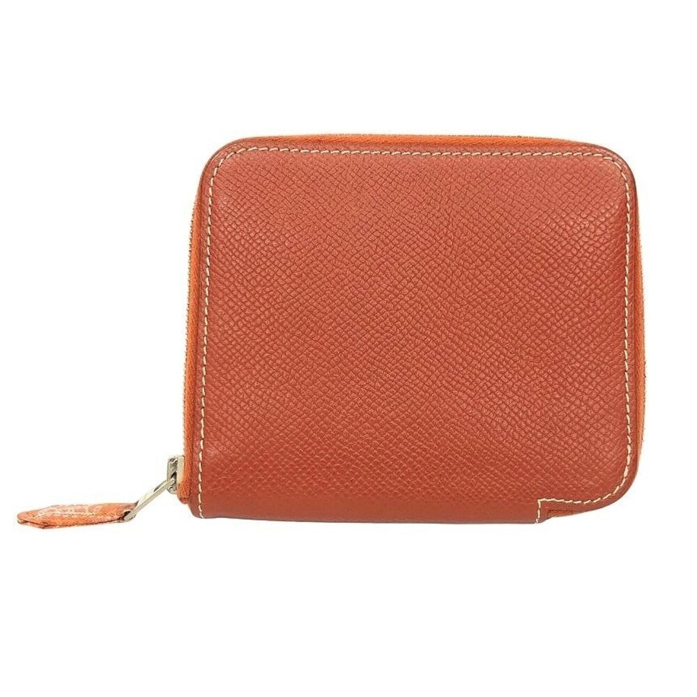 HERMES Azap Silk In Compact Bi-fold Wallet, Bolduc Ribbon Pattern, Terracotta
